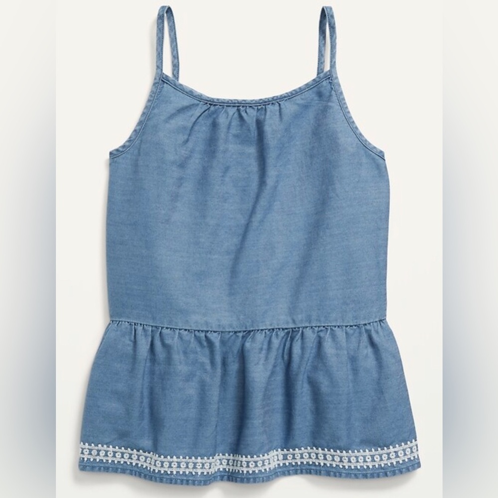 Old Navy sleeveless peplum eyelet chambray top for girls